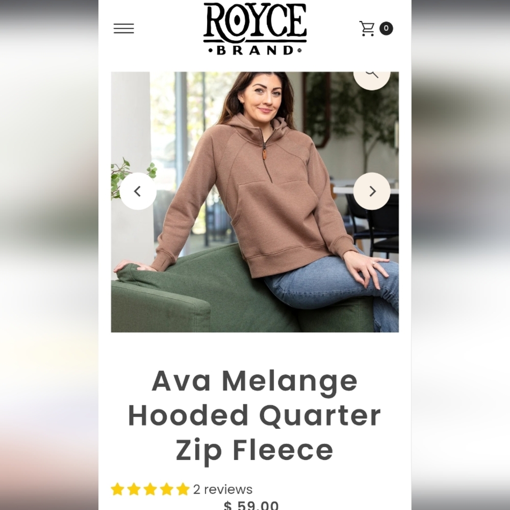 Nwot !Royce Brand Ava Malange Quarter Zip Hoodir Sweatshirt Size M